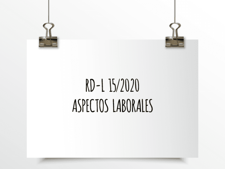 RD-L 15/2020 Aspectos Laborales
