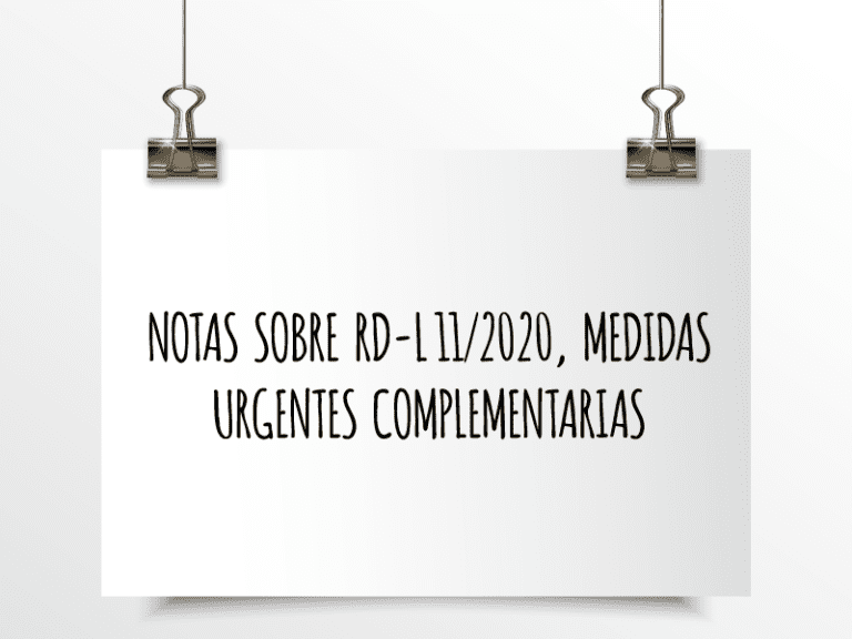 RD-L 11/2020 medidas urgentes complementarias