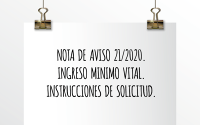 Nota de Aviso 21/2020. Ingreso mínimo vital. Instrucciones de solicitud.