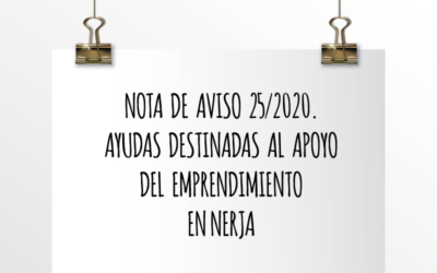 Nota de Aviso 25/2020. Ayudas destinadas al apoyo del emprendimiento en Nerja.