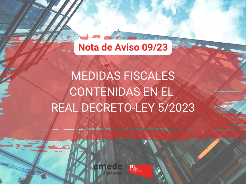 Medidas Fiscales contenidas en el RDL 5/2023